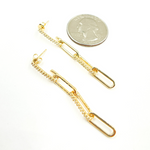 Load image into Gallery viewer, 14K Solid Gold and Diamonds Paper Clip Dangle Earrings. EFF51957
