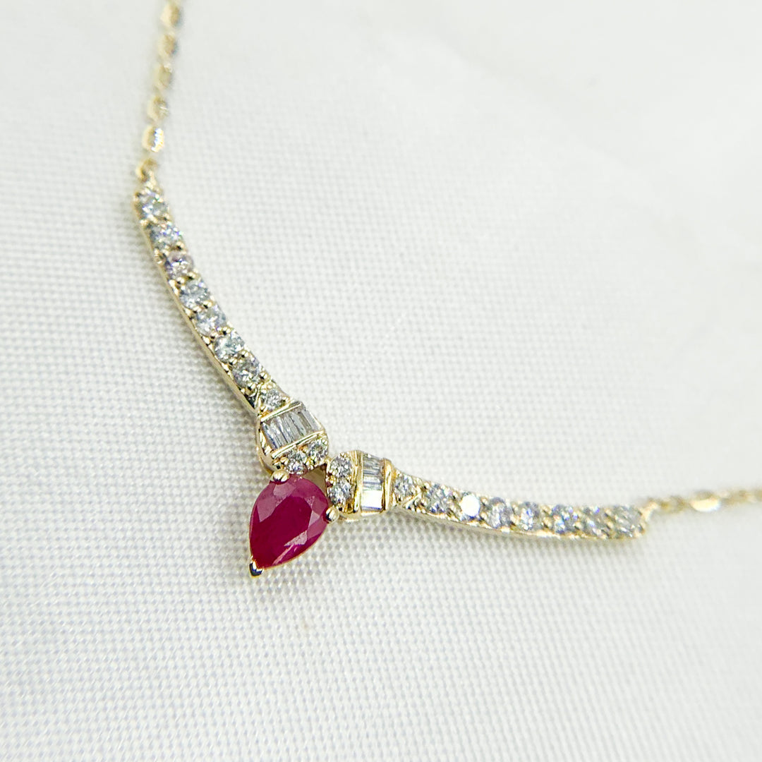 14K Solid Gold Diamond and Gemstone Necklace. NT404446