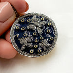 Load image into Gallery viewer, DP416A. Diamond Sterling Silver Round Enamel Pendant with Gemstone
