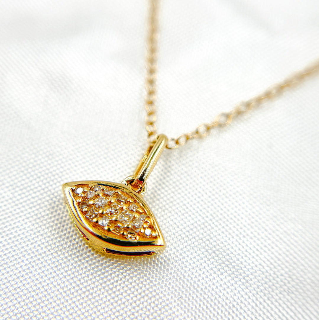 14K Solid Gold Eye Diamond Necklace. PFB32635