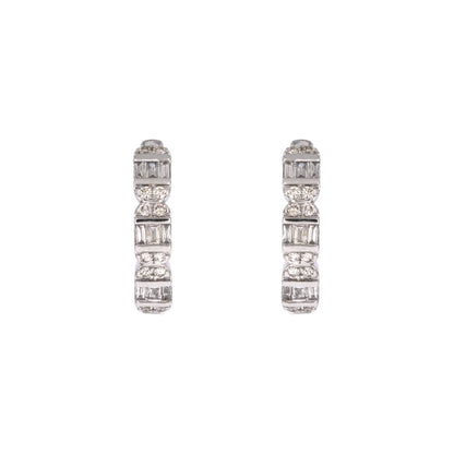 EHD57621. 14k Solid Gold Diamond Hoop Earrings
