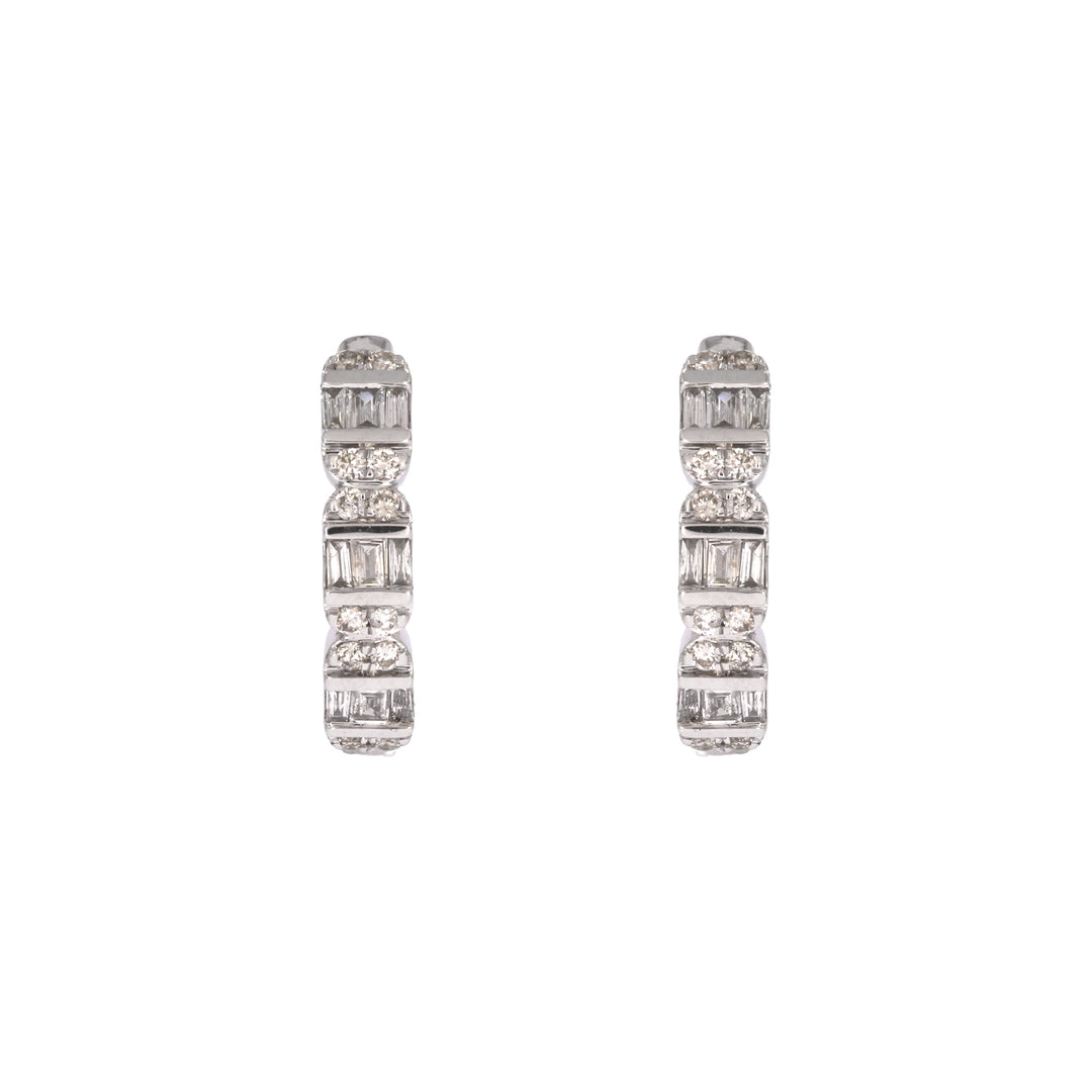 EHD57621. 14k Solid Gold Diamond Hoop Earrings