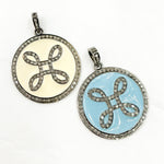 Load image into Gallery viewer, DP569A. Diamond Sterling Silver Round Enamel Pendant
