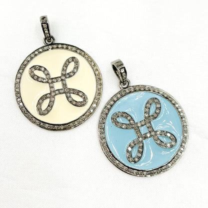 Buy Now Sterling Silver Round Enamel Pendant