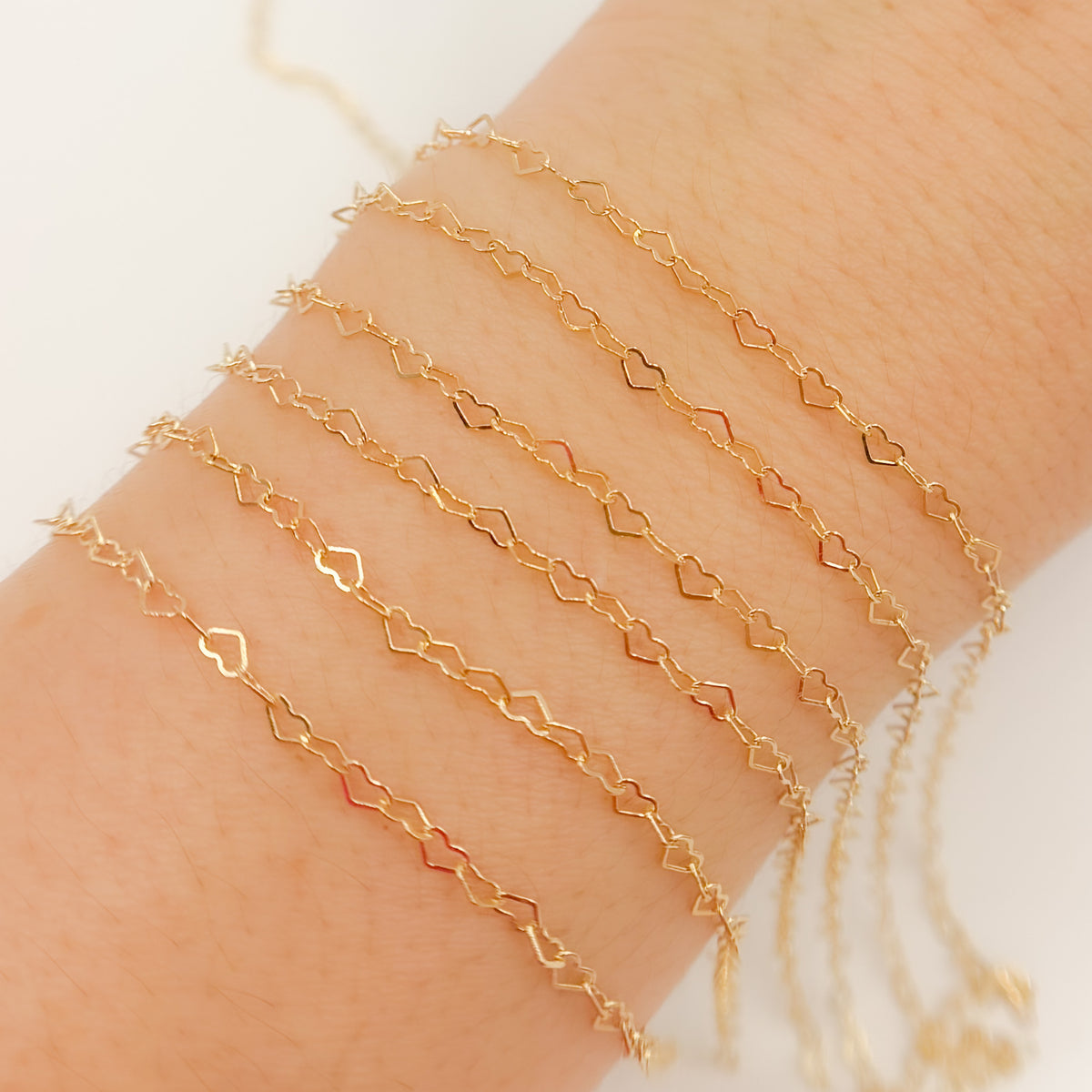 14K Gold Filled Flat Heart Link Chain