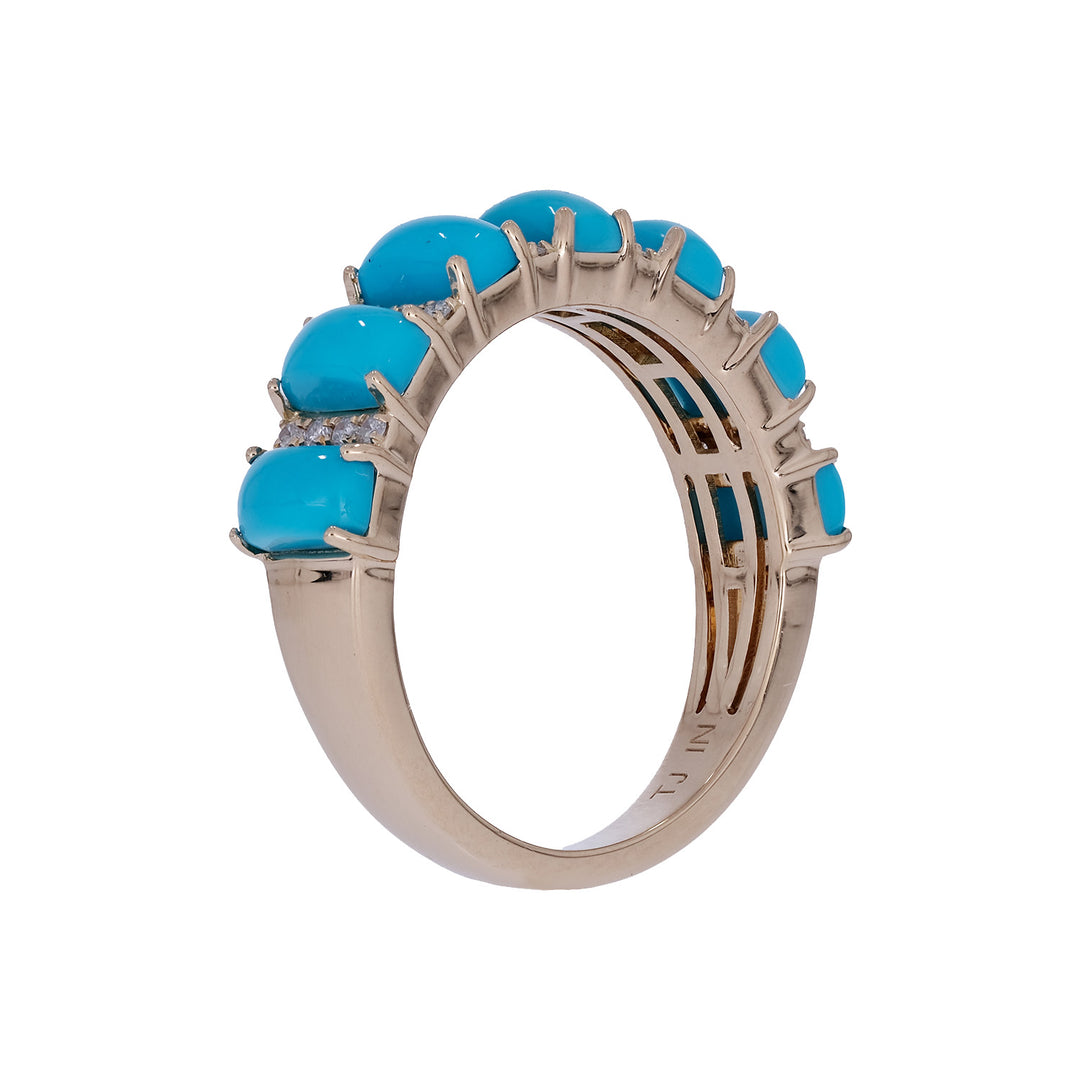 CR97262TQ5X3. 18K Solid Gold Diamond & Turquoise Ring