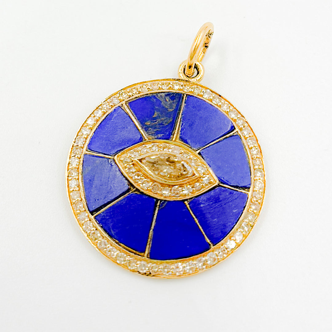 KG83. 14K Solid Gold Round Eye Pendant