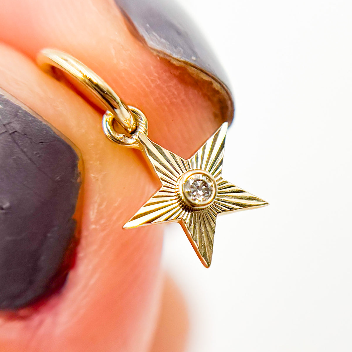 Shop Now 14K Solid Gold Diamond Star Charm