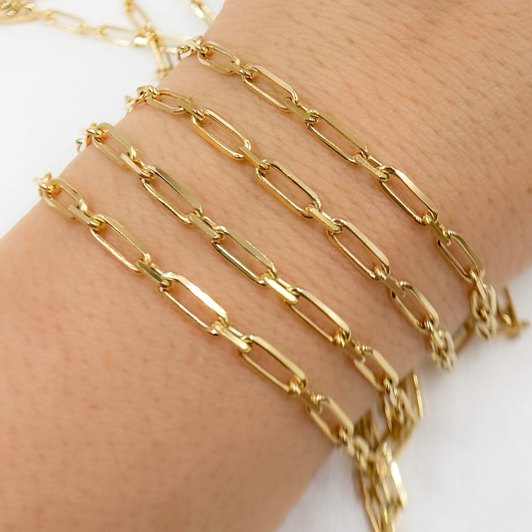 Z47GP. Gold Plated 925 Sterling Silver Diamond Cut Paperclip Link Chain