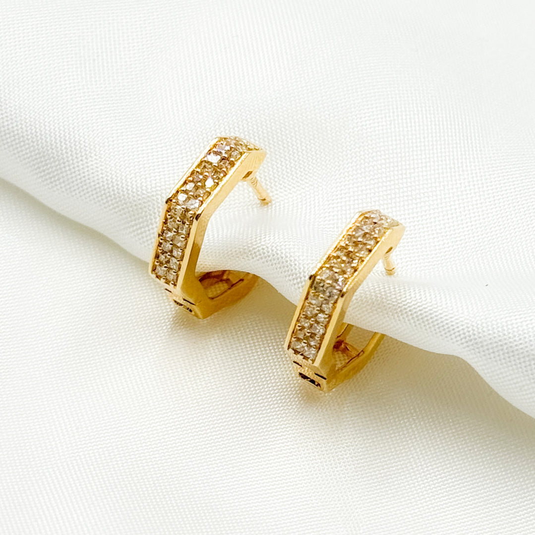 EHF56967. 14k Solid Gold Diamond Hexagon Hoops