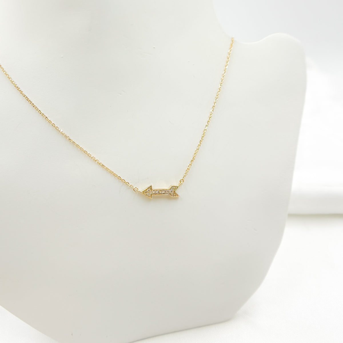 NFA71417. 14K Solid Gold Diamond Arrow Necklace