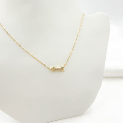 NFA71417. 14K Solid Gold Diamond Arrow Necklace