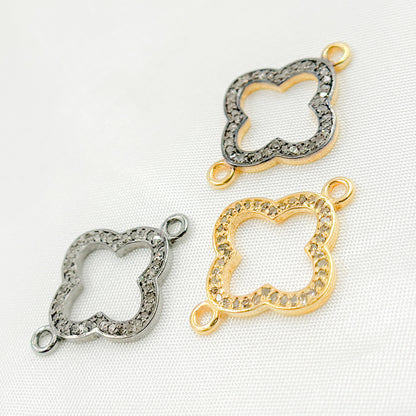 DC904. Diamond Sterling Silver Flower Connector