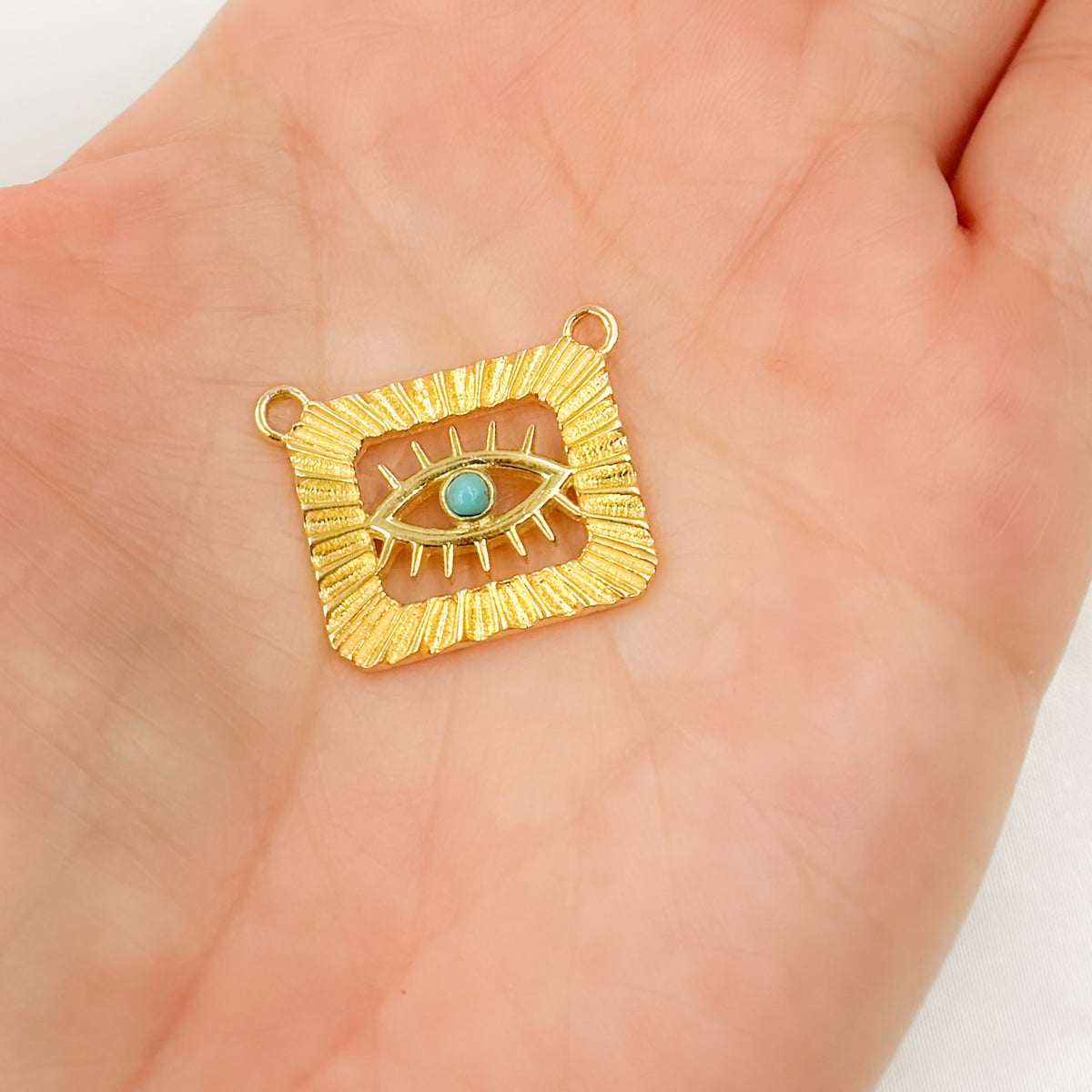 Silver Rectangle Eye Pendant with Gemstone