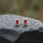 Load image into Gallery viewer, ER117581. 14k Solid Gold Diamond and Gemstone Oval Stud Earrings