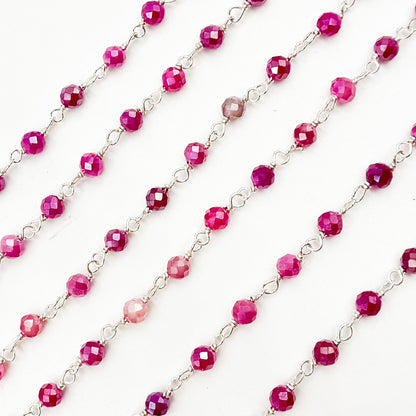Red Quartz Sterling Silver Wire Wrap Chain