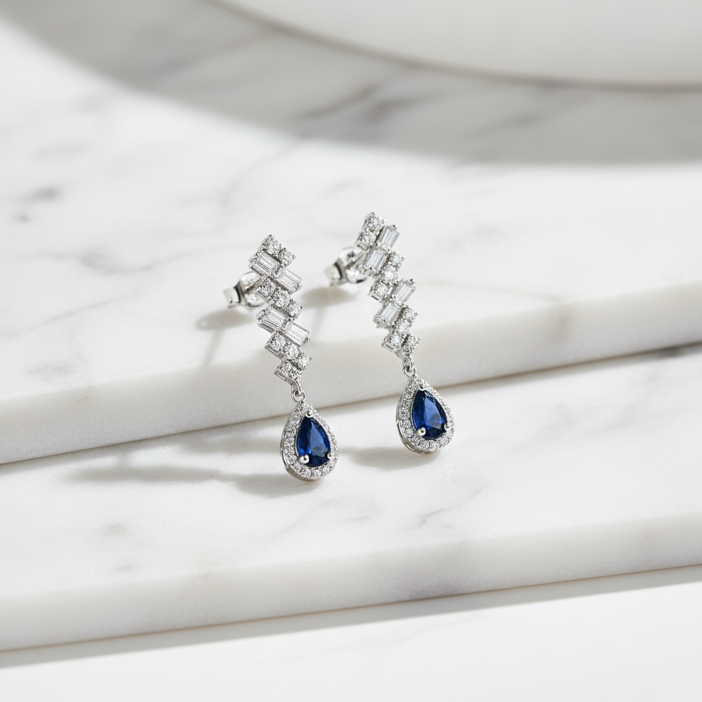 ER414895. 14k Solid Gold Diamond and Gemstone Fancy Dangle Earrings