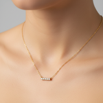 Load image into Gallery viewer, NFB72842. 14K Solid Gold Bar Diamond Necklace