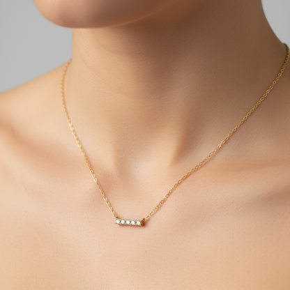 NFB72842. 14K Solid Gold Bar Diamond Necklace