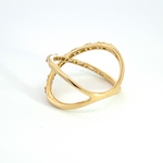 Load image into Gallery viewer, 14k Solid Gold Diamond Criss Cross Ring. RFF16001
