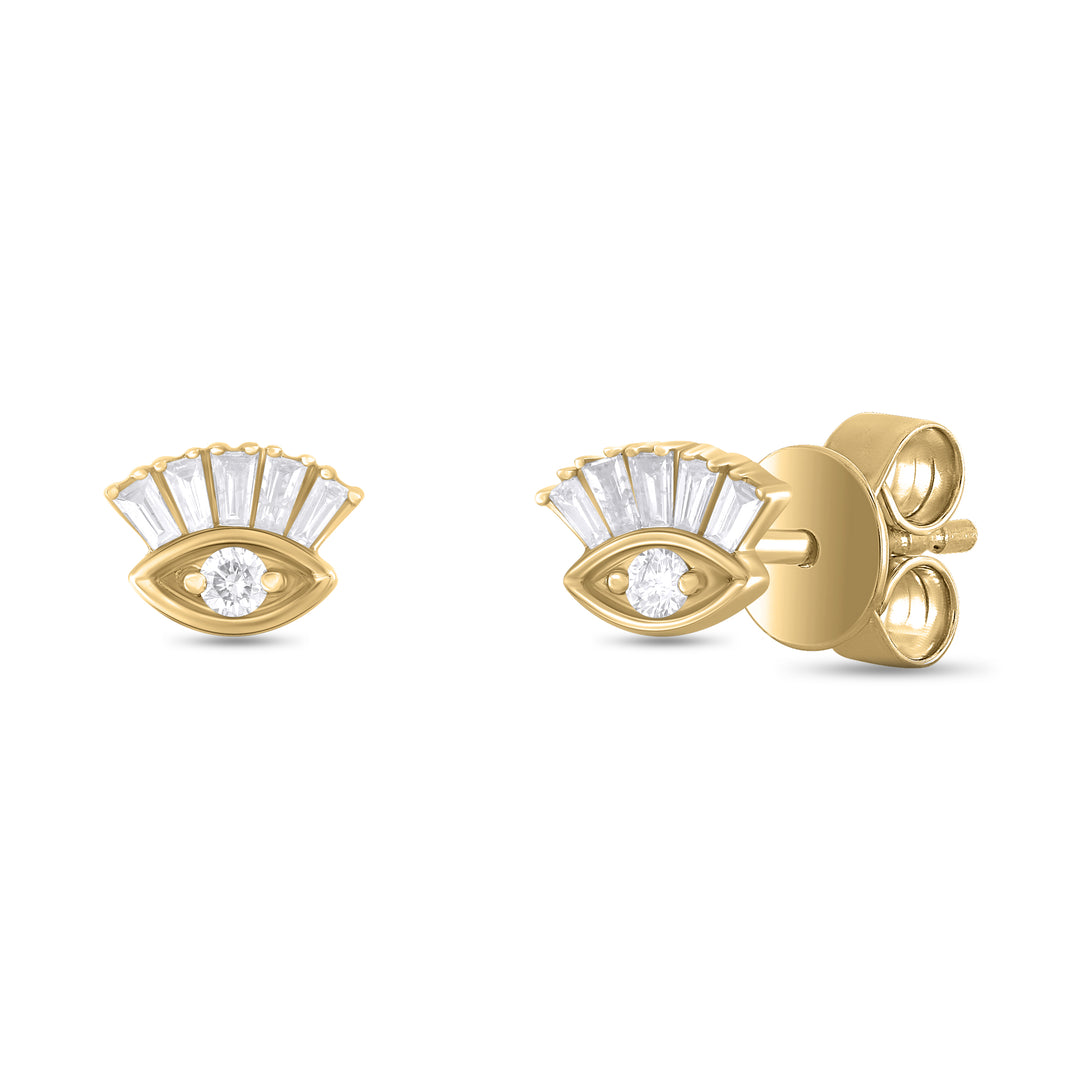 ER421145. 14K Solid Gold Diamond Eye Studs