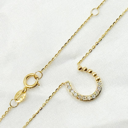 NT112907. 14K Solid Gold Diamond Horseshoe Shape Necklace