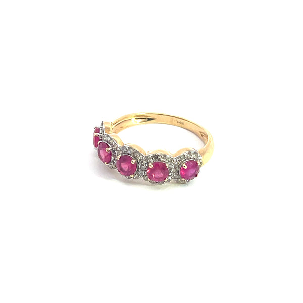 14k Solid Gold Diamond and Ruby Ring