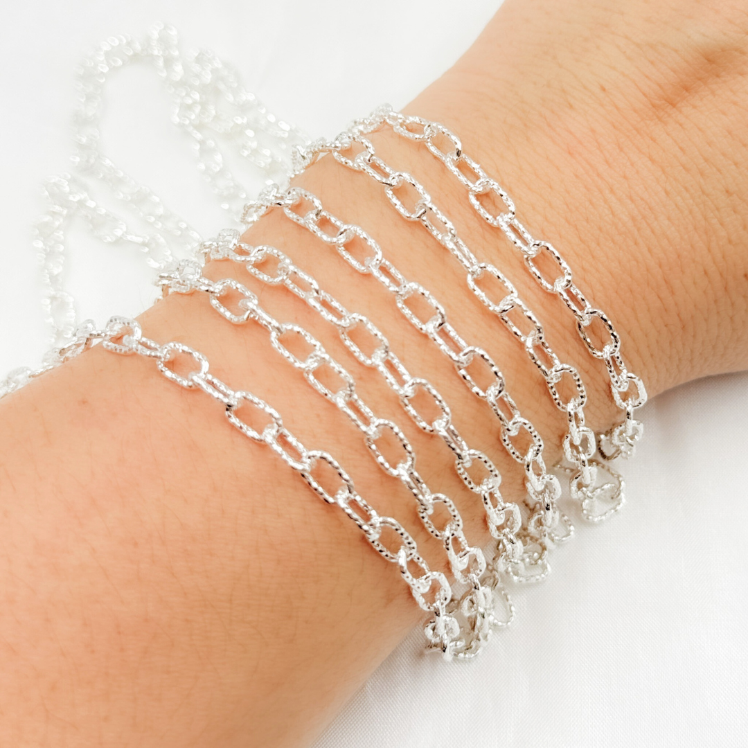 Sterling Silver Diamond Cut Cable Link Chain