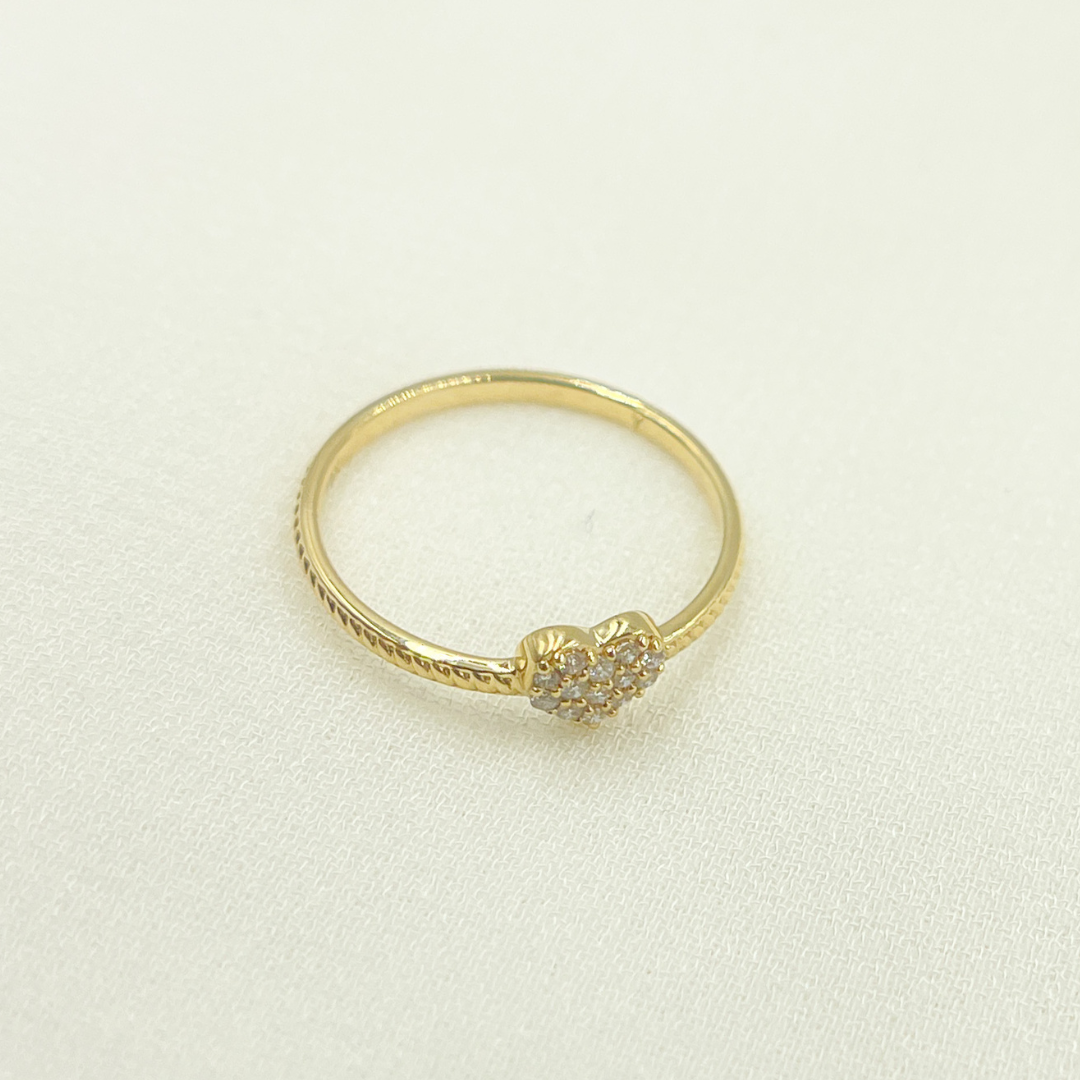 14K Solid Gold Heart Diamond Ring. ZGG698