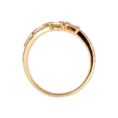 DRN03755. 14K Solid Gold Rows Fancy Diamond Ring