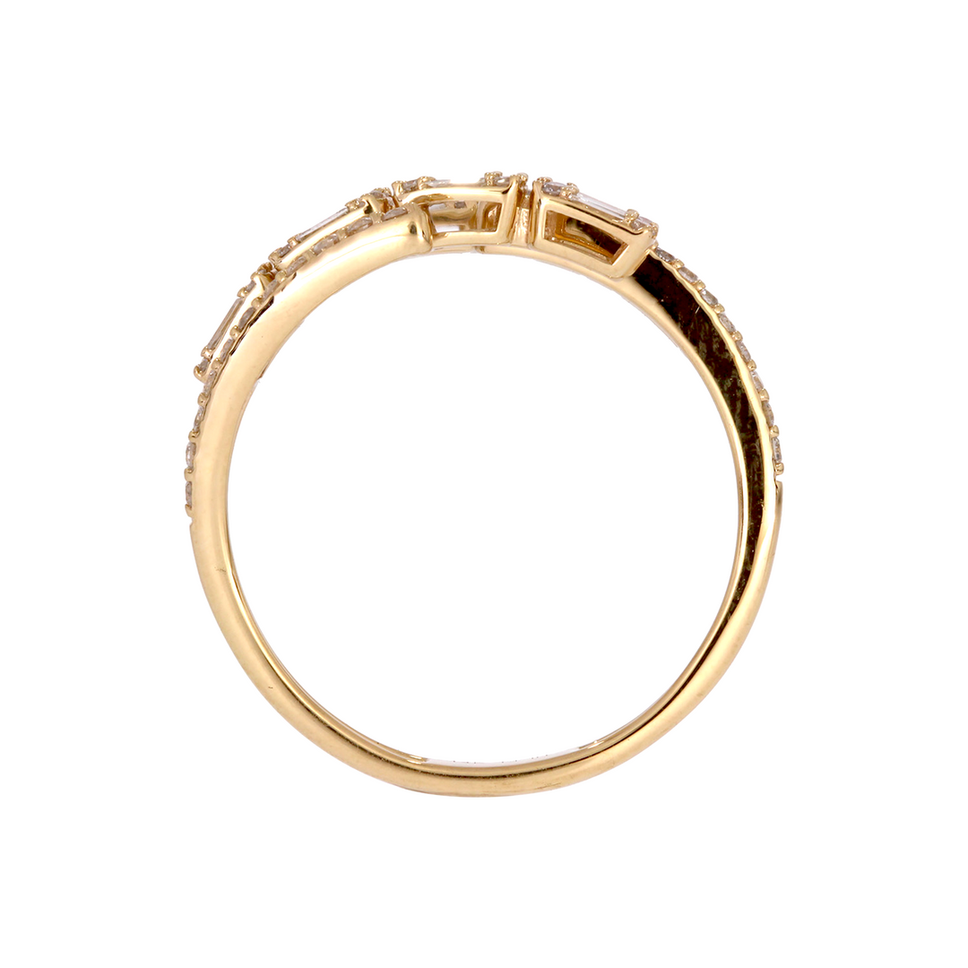 DRN03755. 14K Solid Gold Rows Fancy Diamond Ring