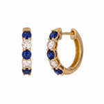 Load image into Gallery viewer, EHG56555. 14k Solid Gold Gemstone and Diamond Hoops