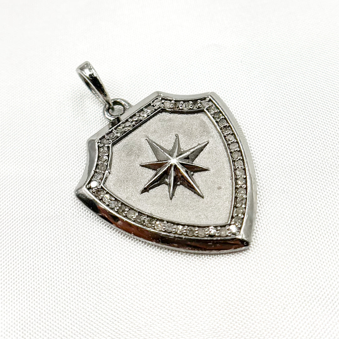 DP649. Diamond Sterling Silver Shield Pendant