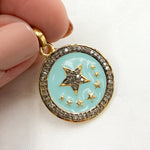 Load image into Gallery viewer, DP506A. Diamond Sterling Silver Star Round Enamel Pendant
