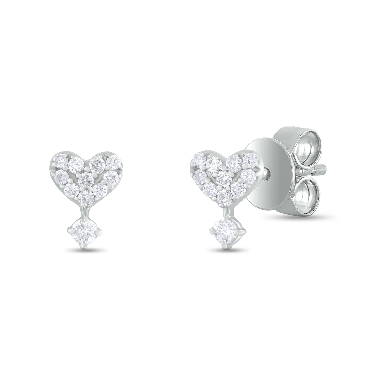 ER421146. 14K Solid Gold Diamond Heart Studs