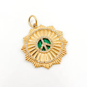 14K Gold Peace Symbol Round Pendant