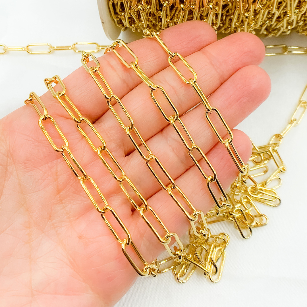 Gold Plated 925 Sterling Silver Smooth Paperclip Chains