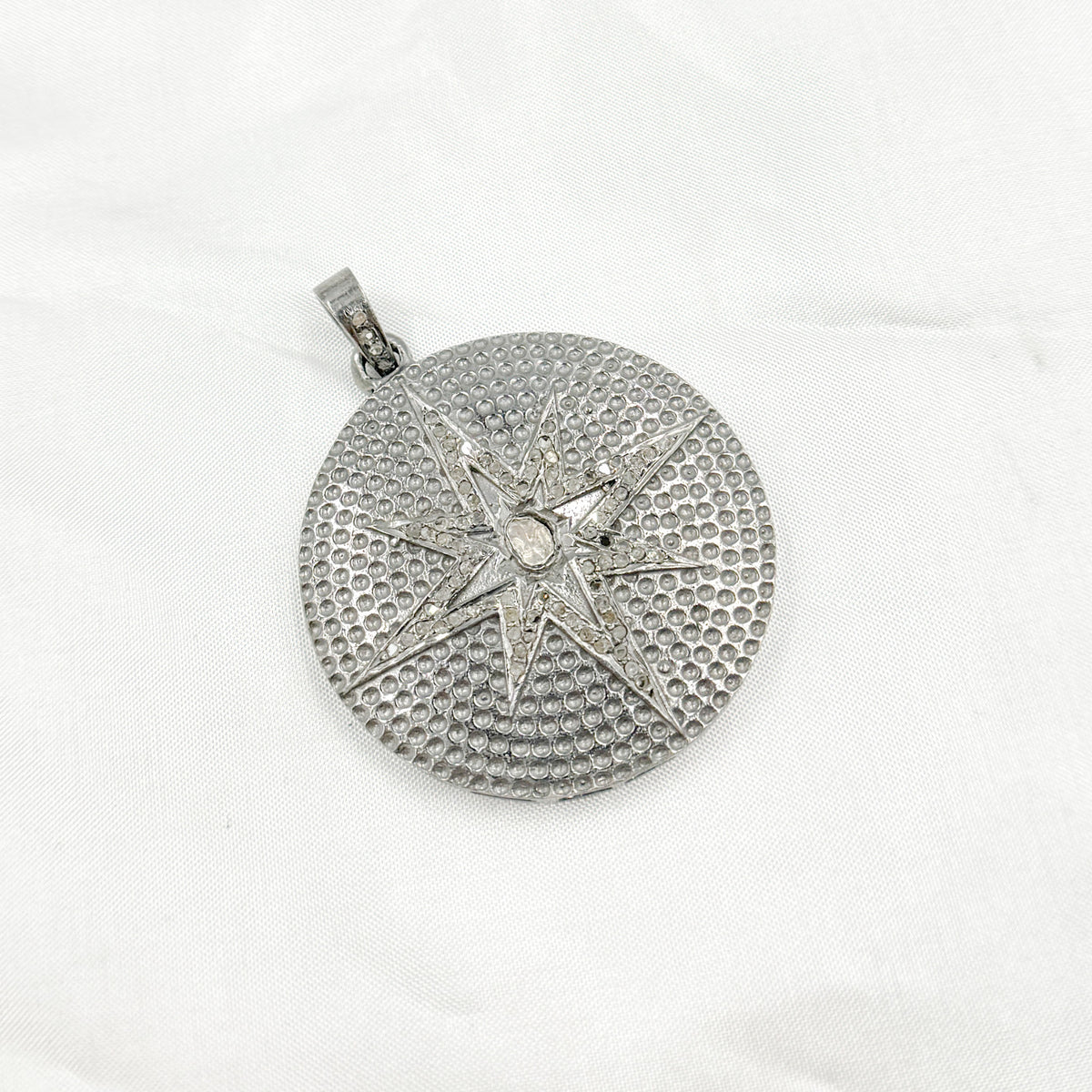 DP364. Diamond Sterling Silver Round Star Pendant