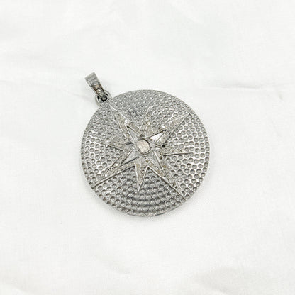 DP364. Diamond Sterling Silver Round Star Pendant