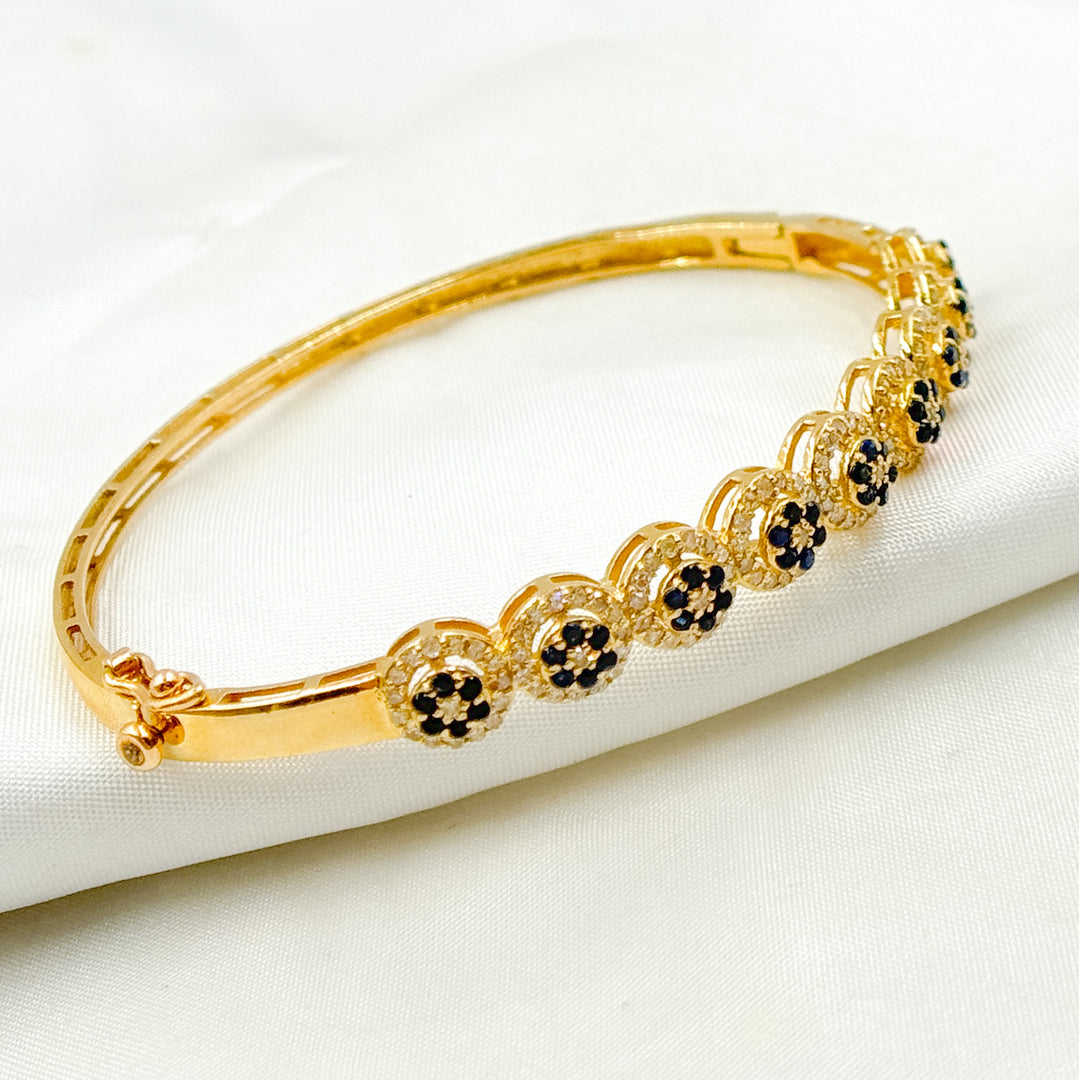 14K Solid Gold Bangle with Diamonds and Stones. KG247