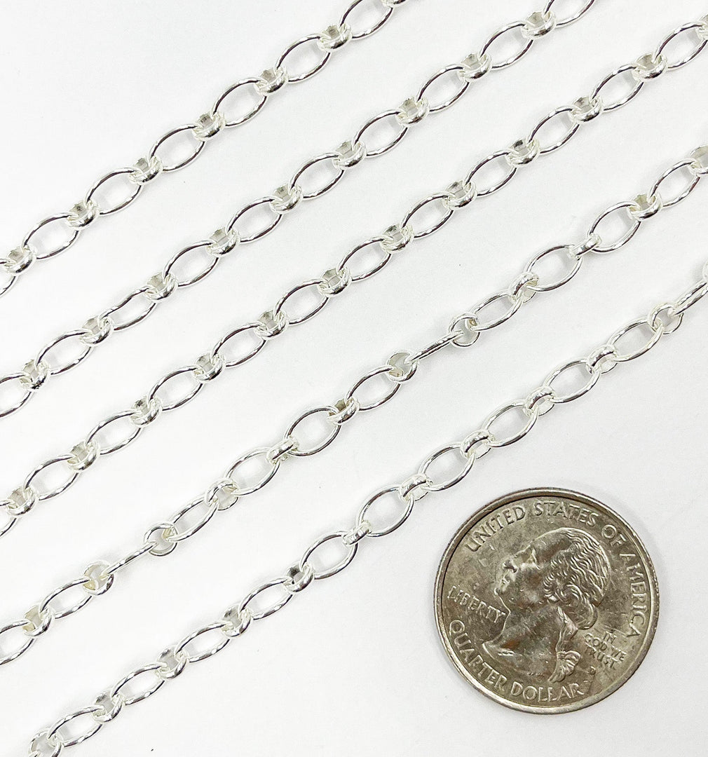 925 Sterling Silver Oval & Round Link Chain. 944SS