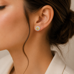 Load image into Gallery viewer, EFB50704. 14K Solid Gold and Diamonds Circle Earrings