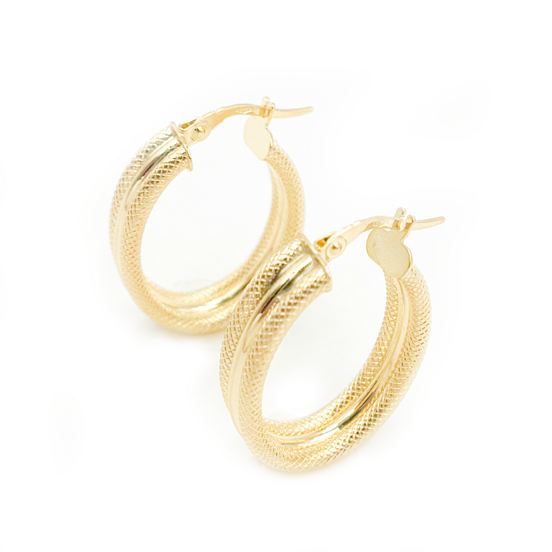 15850025517. 14K Solid Gold Smooth and Textured Oval Hollow Hoop Earrings