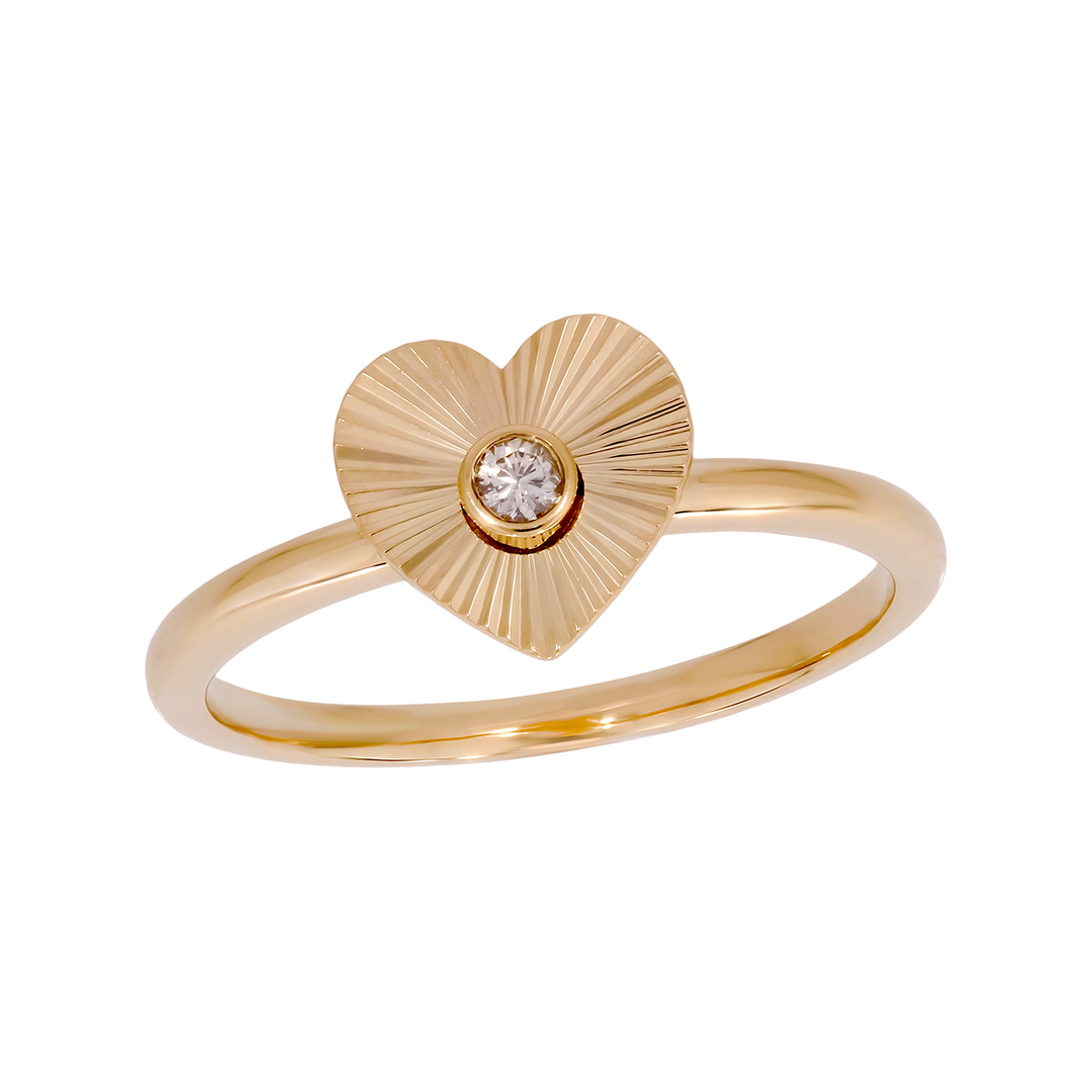 RFA19021. 14K Solid Gold Diamond Heart Ring