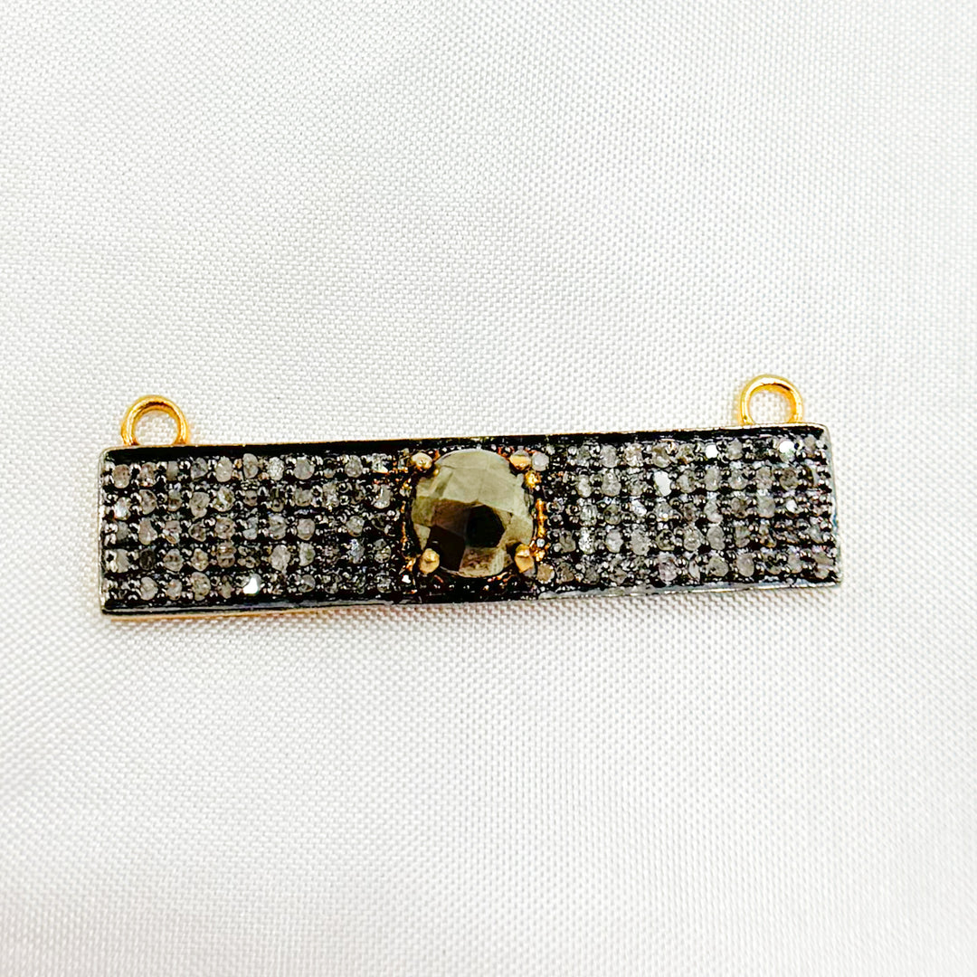 DC10. Silver Diamond and Gemstone Rectangle Connector