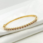 Load image into Gallery viewer, 14K Solid Gold Bangle with Diamonds and Stones. KG248
