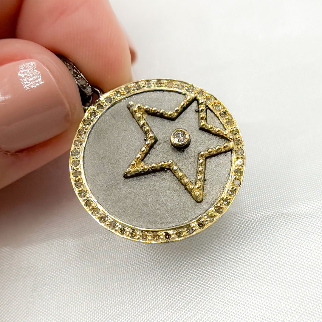 Silver Rounded Star Buy Diamond Sterling Silver Round Star Pendant