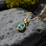 Load image into Gallery viewer, CMC00365EM6X4. 14K Solid Gold Rectangular-Shaped Emerald and Diamond Charm