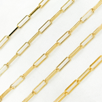 Load image into Gallery viewer, Gold Plated 925 Sterling Silver Flat Paperclip Chain. V128GP
