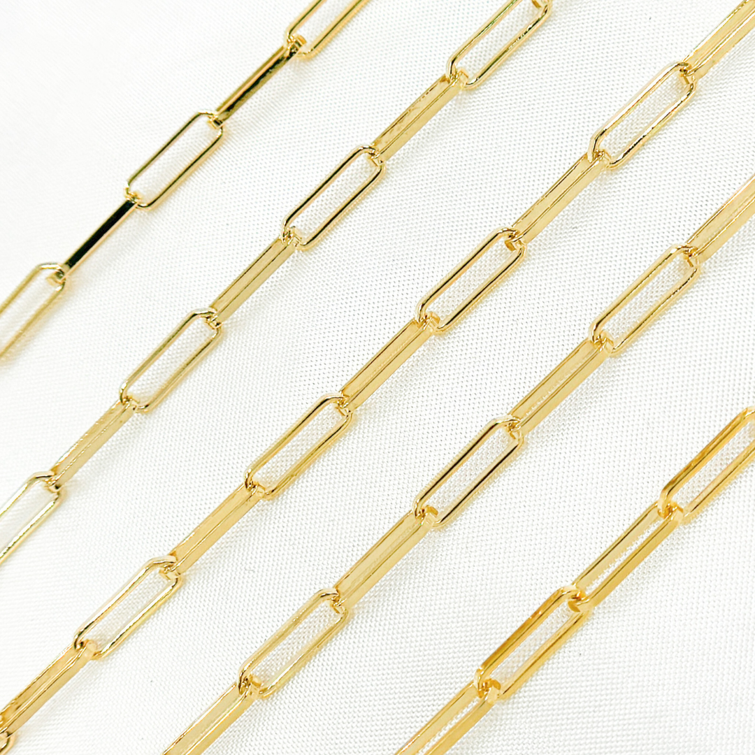 Gold Plated 925 Sterling Silver Flat Paperclip Chain. V128GP